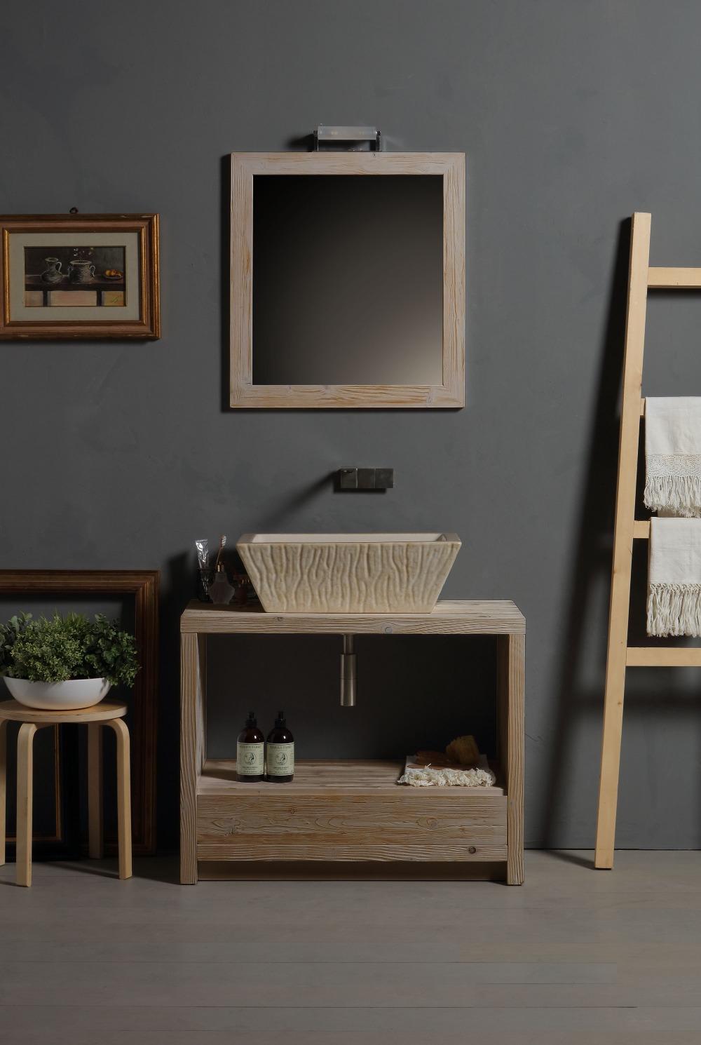 WOODEN FLOOR UNIT WITH CHEST OF DRAWERS