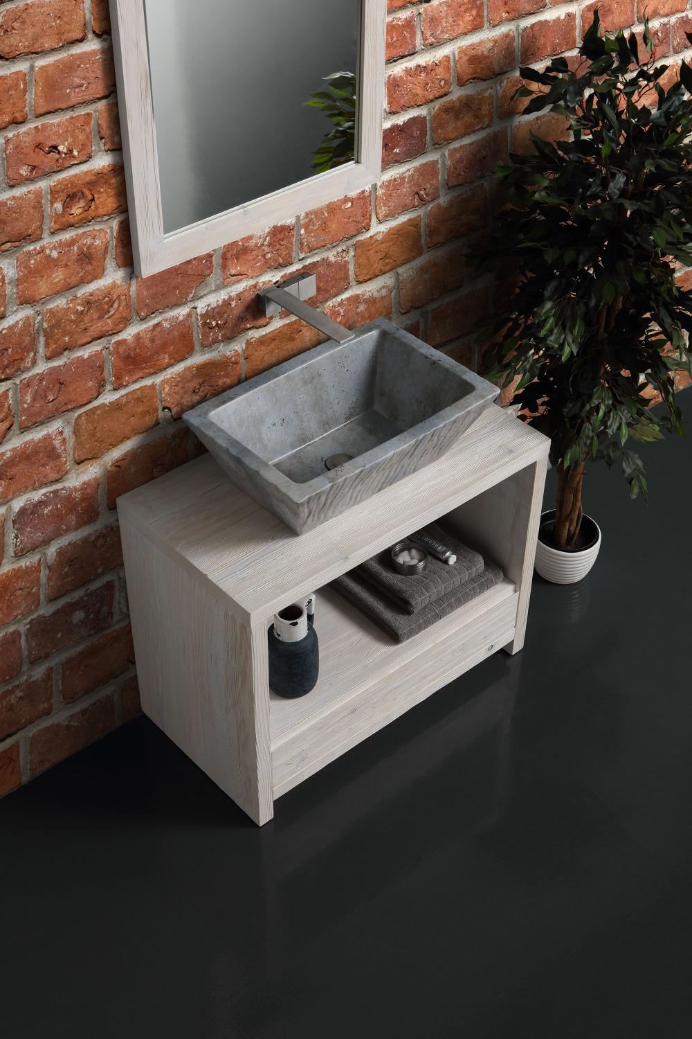 WOODEN FLOOR UNIT WITH CHEST OF DRAWERS