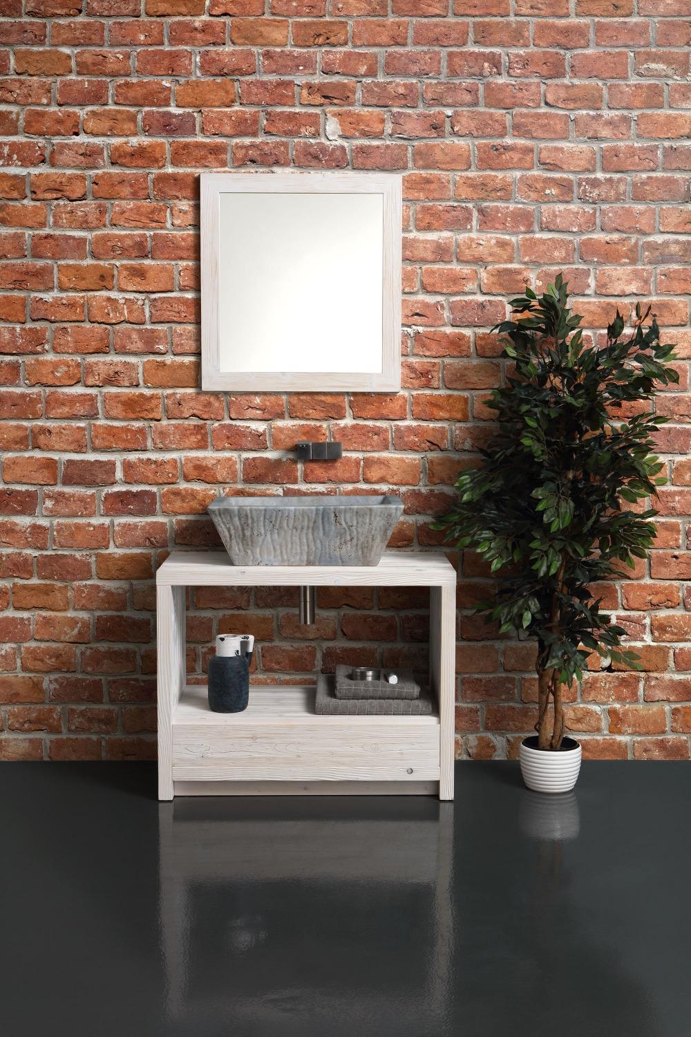 WOODEN FLOOR UNIT WITH CHEST OF DRAWERS