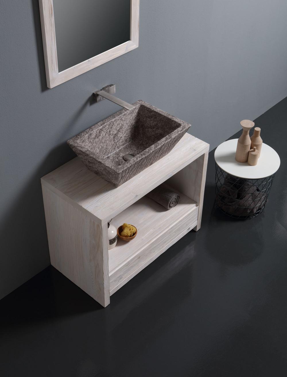 WOODEN FLOOR UNIT WITH CHEST OF DRAWERS