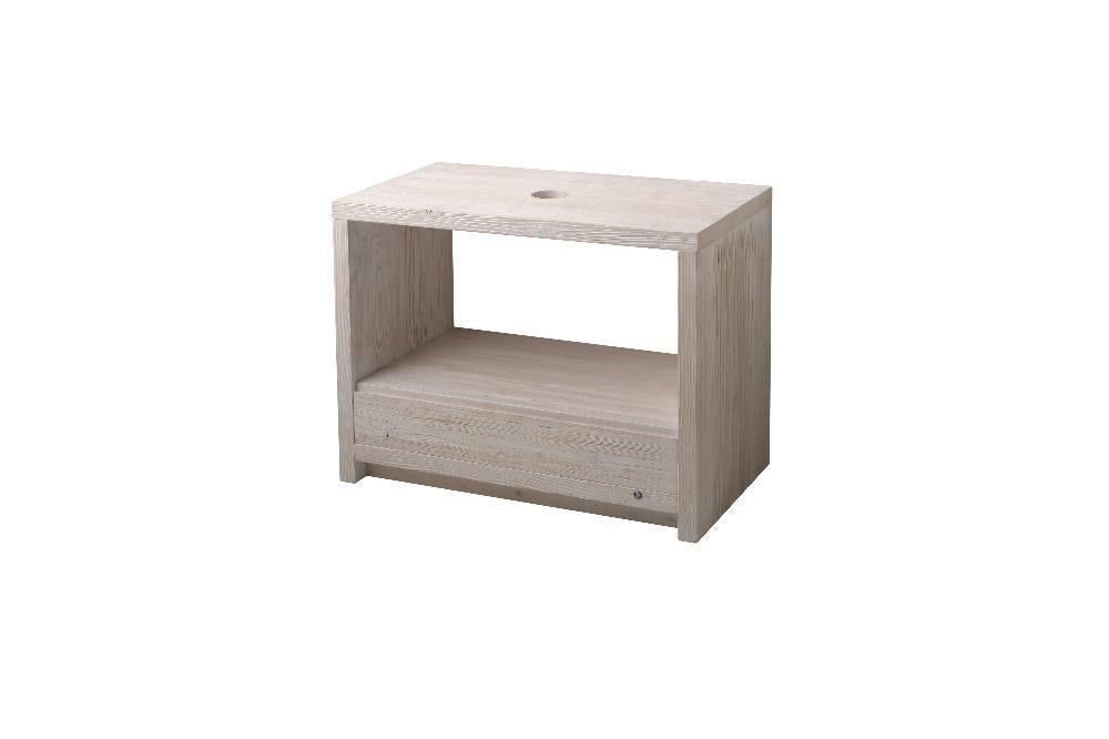 WOODEN FLOOR UNIT WITH CHEST OF DRAWERS