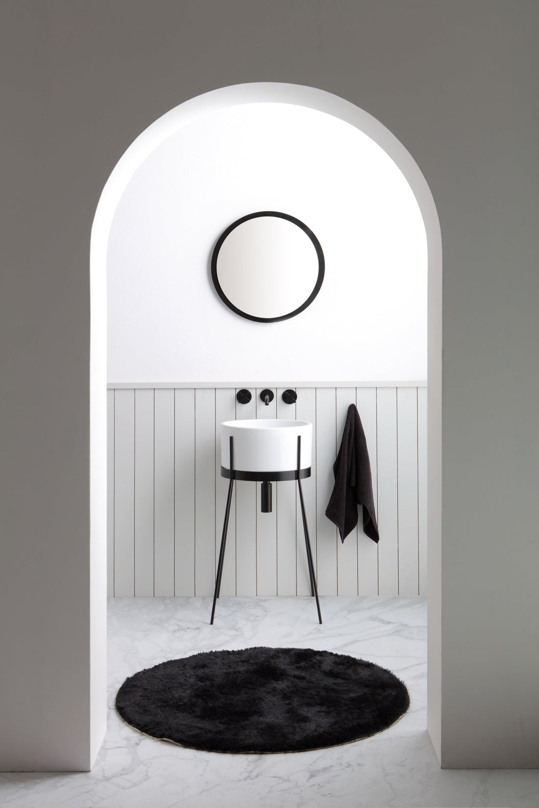 Ibrido Tondo freestanding bianco — lavabo in ceramica Horganica