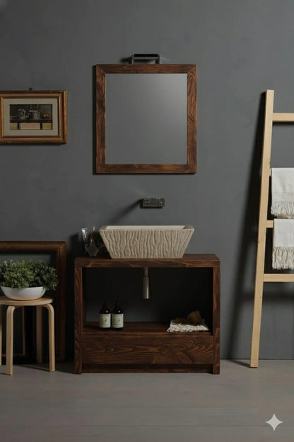 MOBILE DA TERRA IN LEGNO CON CASSETTONE