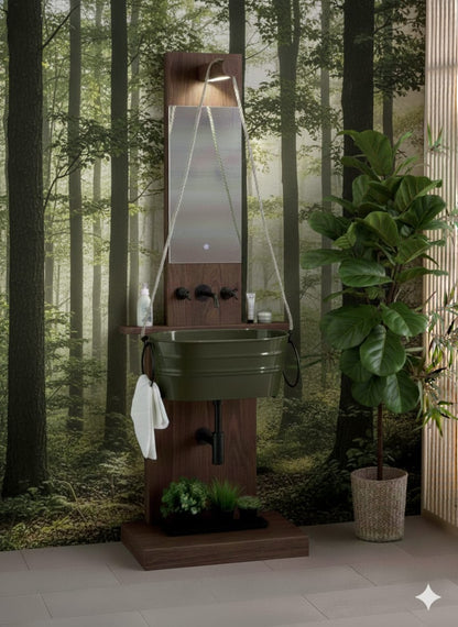 STRUTTURA DA TERRA IN LEGNO CON SPECCHIO POZZO BACILE