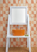 mobile bagno con specchio Camerino bianco decapé con Tinozza Arancio