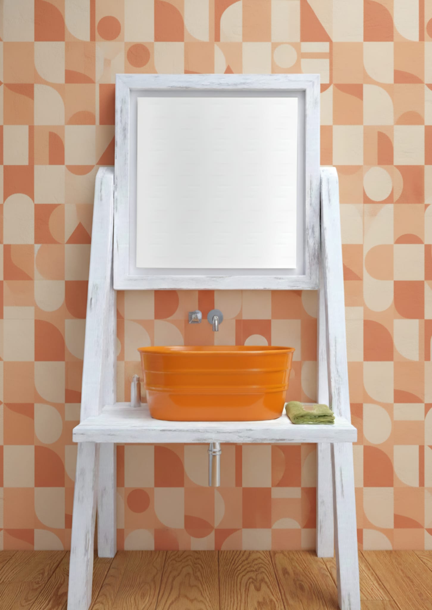 Mobile da terra in legno con specchio Camerino