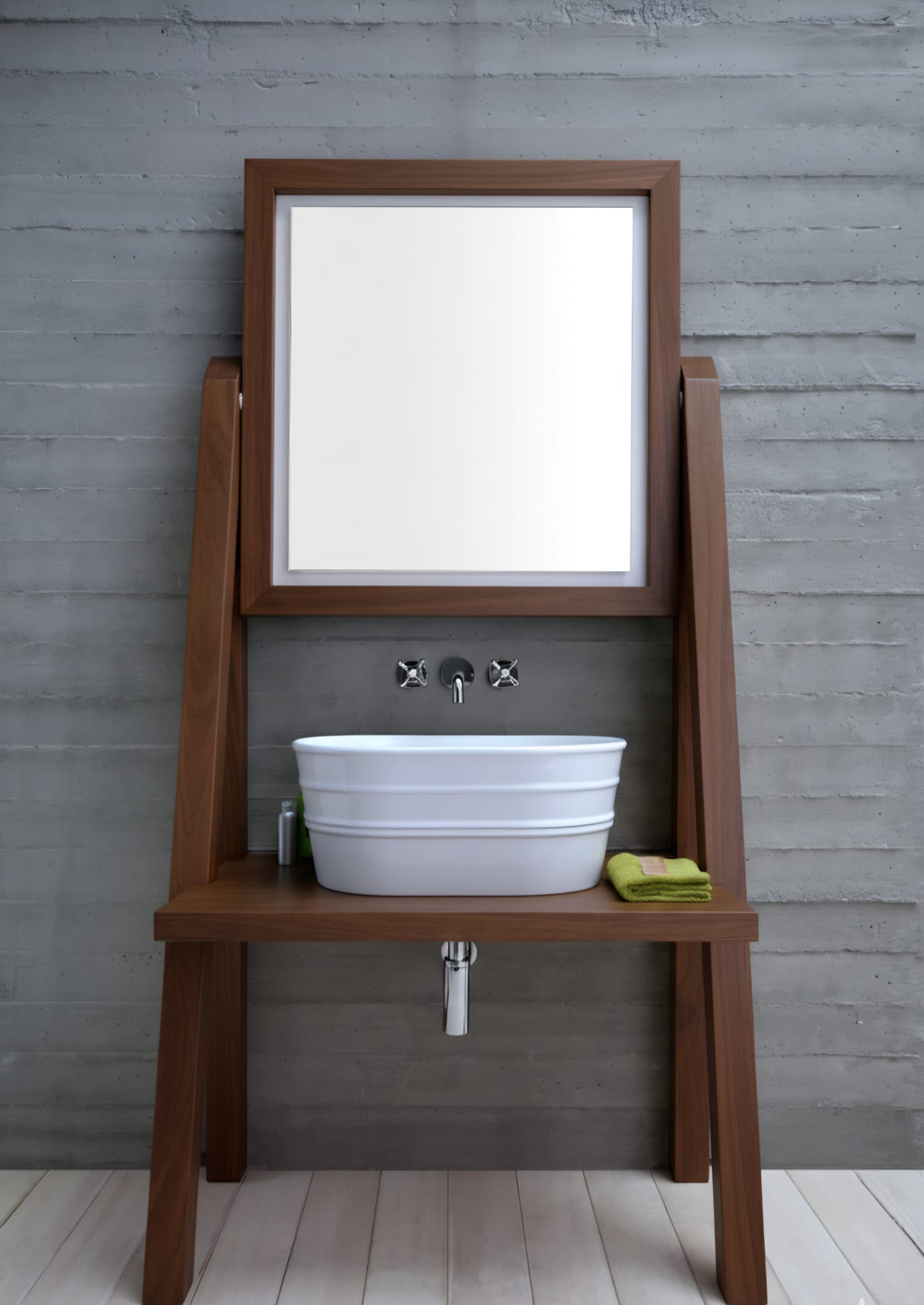 Mobile da terra in legno con specchio Camerino