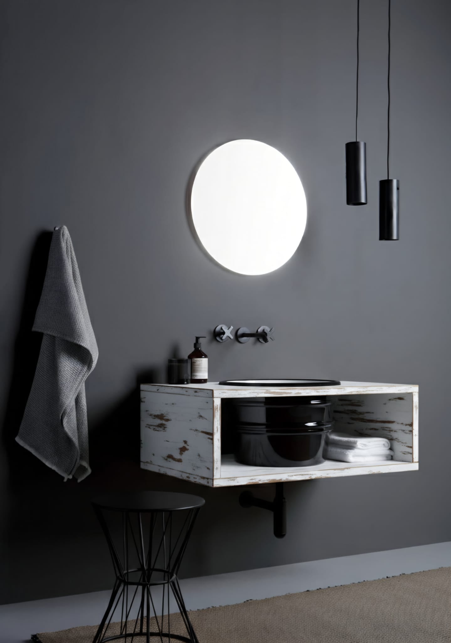 Mobile sospeso in legno Cornice