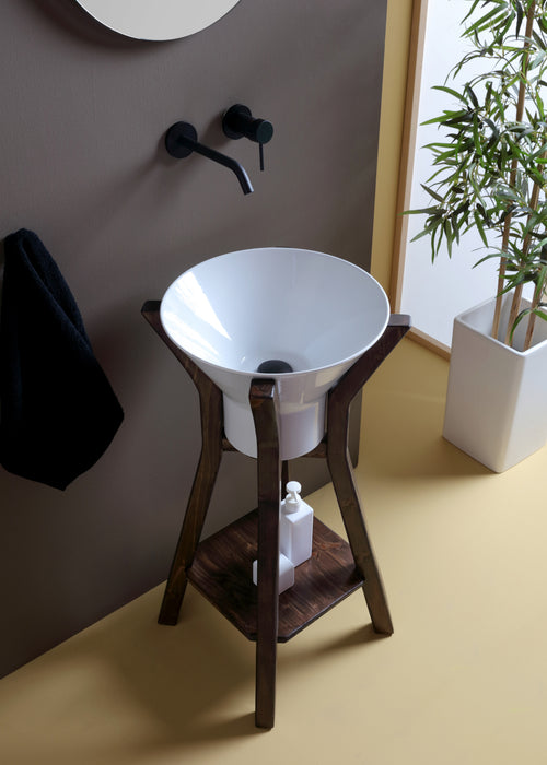 Composizione lavabo Megafono su Struttura da terra alta in legno