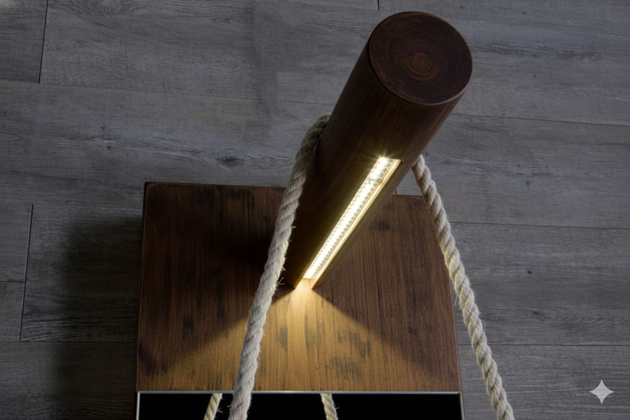 Struttura da terra in  legno con specchio Pozzo Bacile