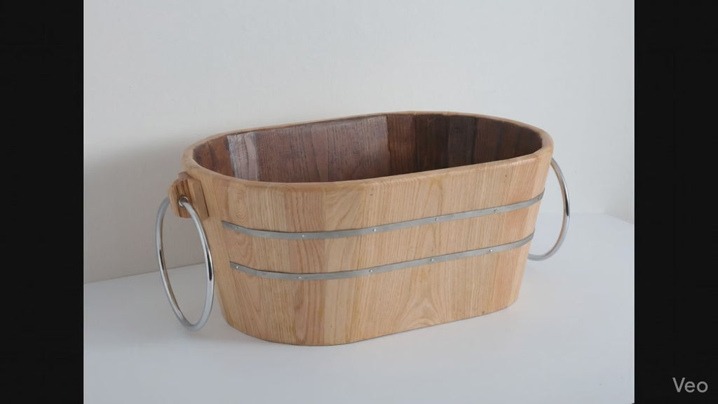 Lavabo Ovale Appoggio/Sospeso cm 60x40 Tinozza in Legno Frassino