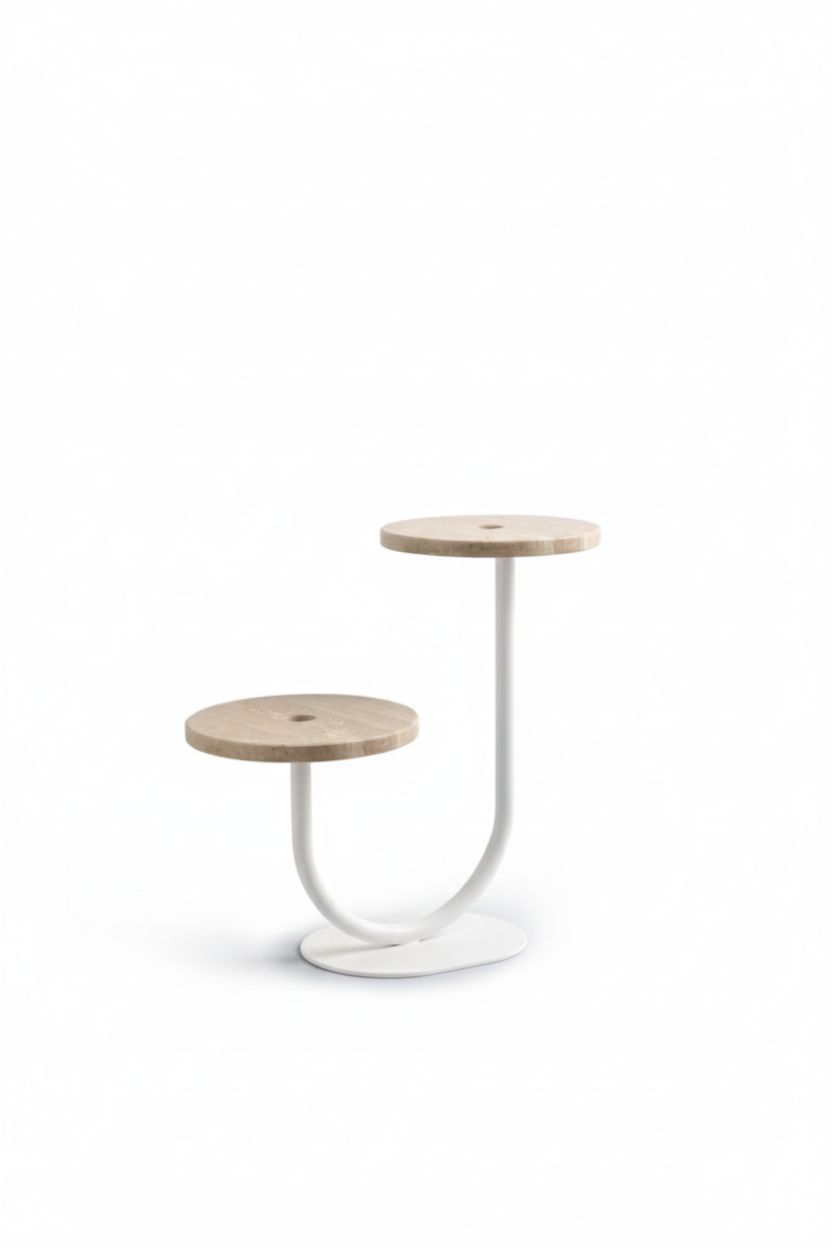 Struttura in metallo con top in marmo Sgabello