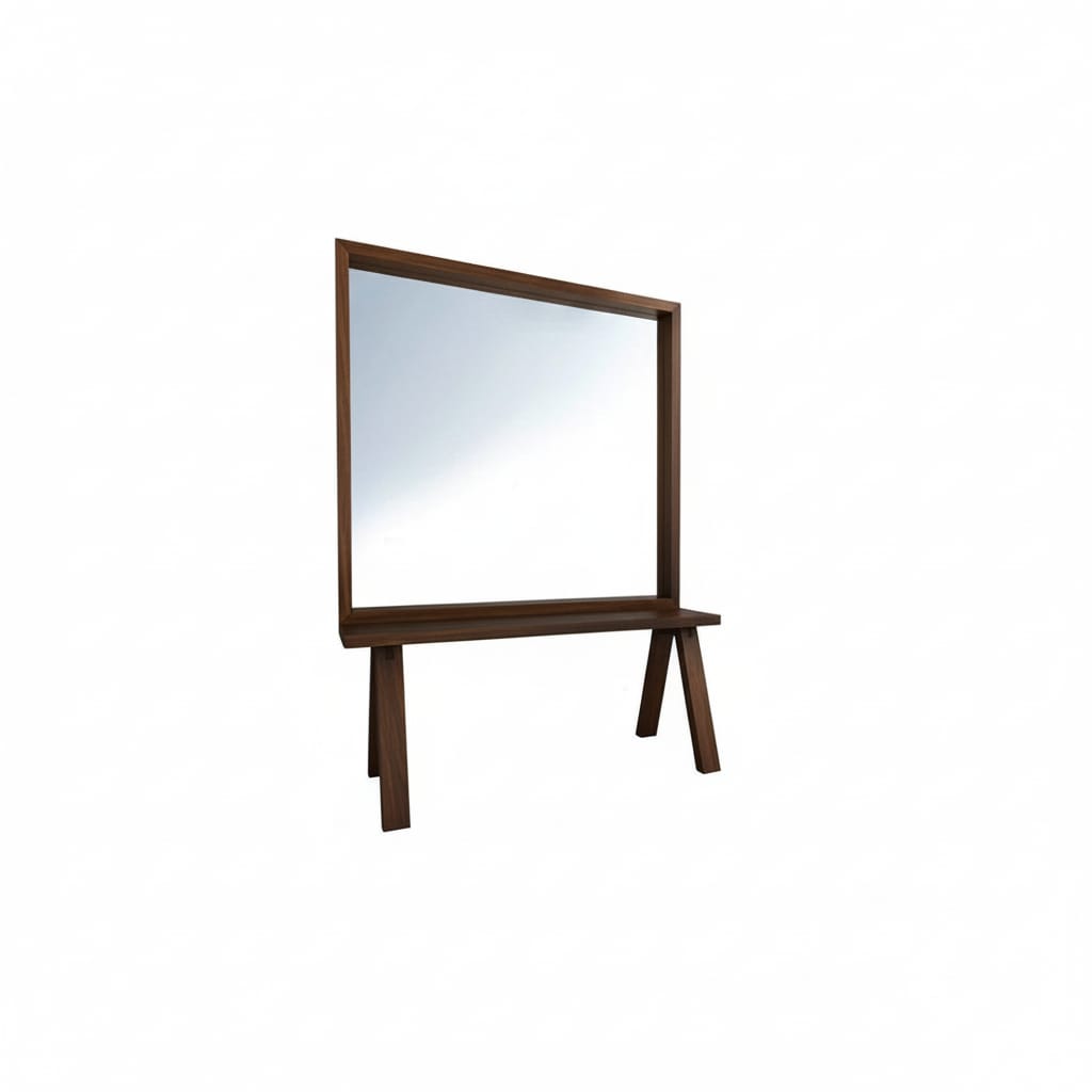 Mobile da terra in legno con specchio Tela Bacile