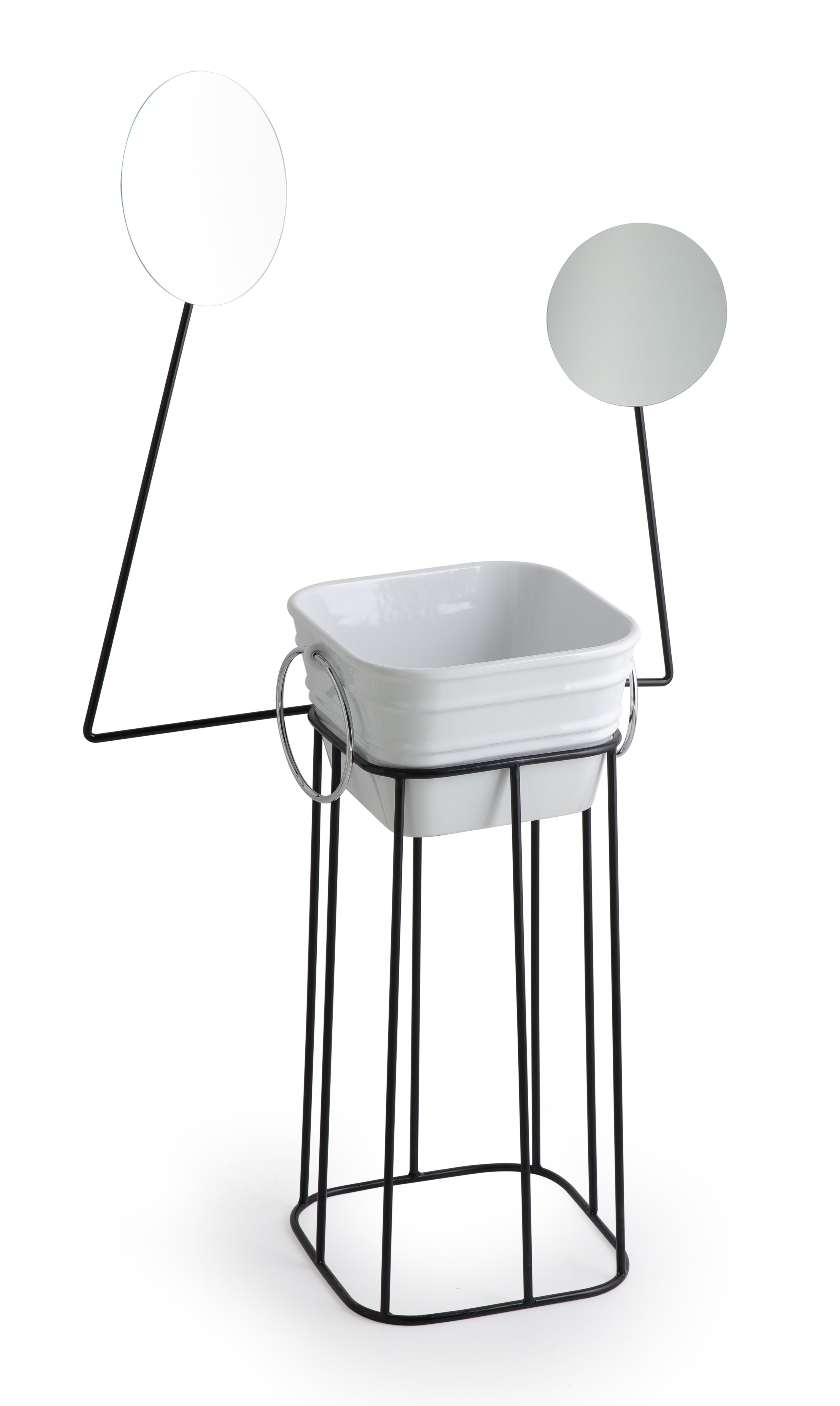 Struttura in metallo con specchi Manichino