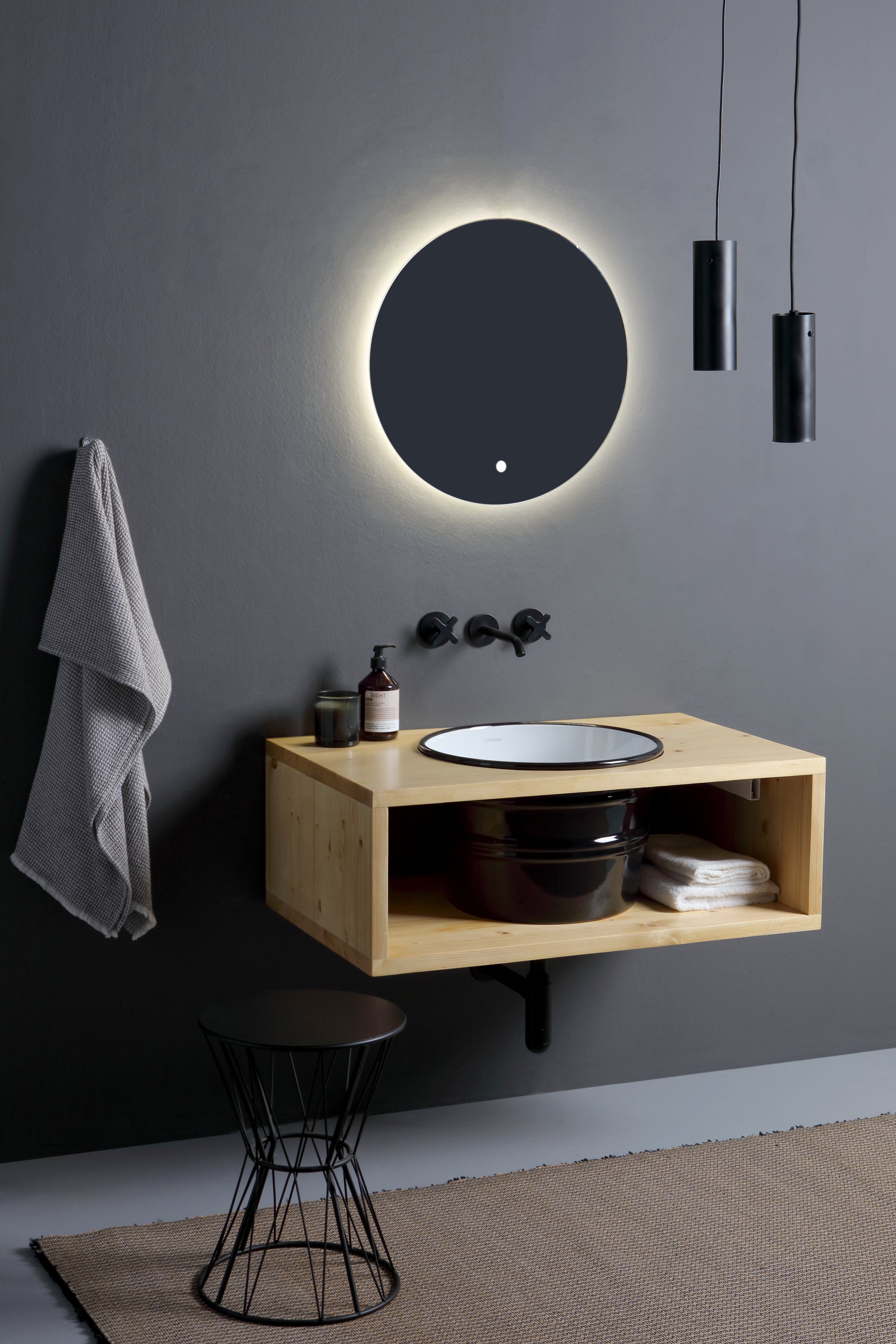 Specchio tondo retro illuminato