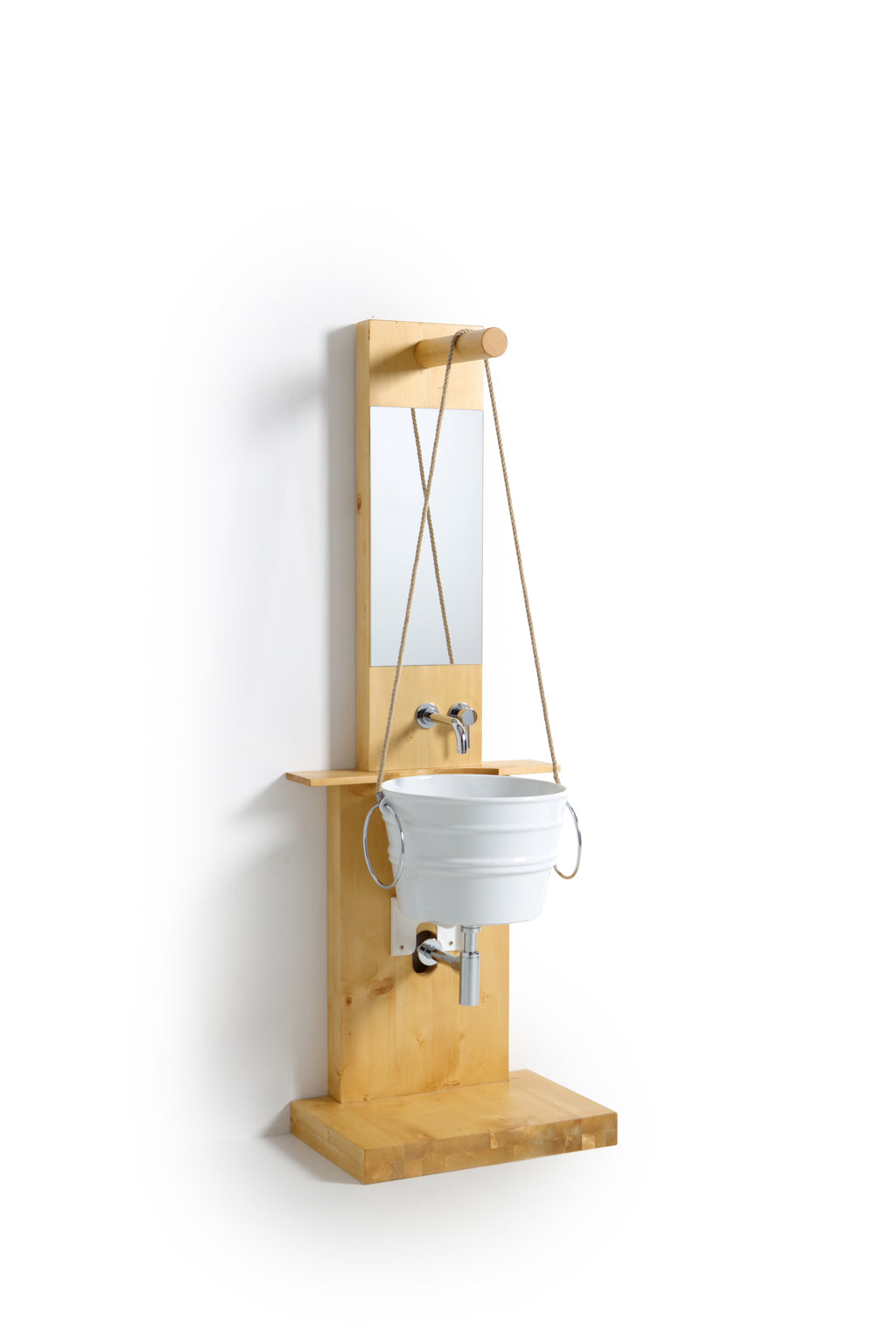 Struttura da terra in  legno con specchio Pozzo Bacile